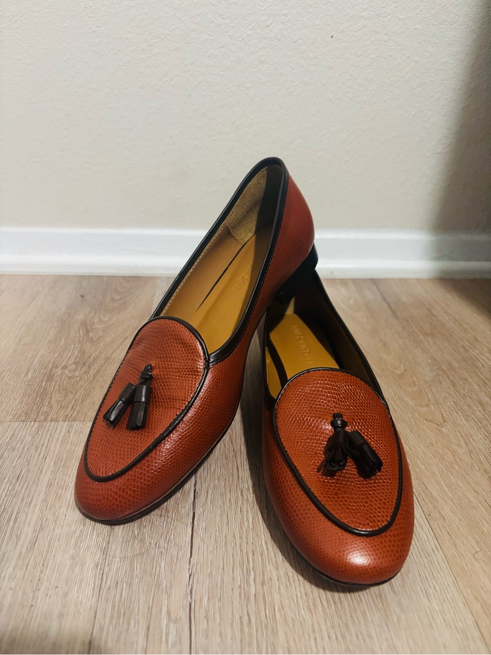 J. McLaughlin Cognac Leather Tassel Loafers